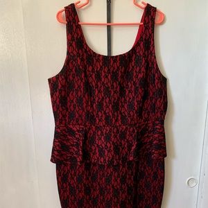 Torrid Red/Black lace peplum dress